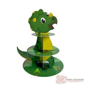 Cake Stand – Dinosaur (with logo) Green dinosaur shaped cake stand