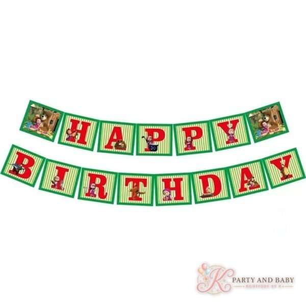 Masha and the Bear - Banner - HAPPY BIRTHDAY letter banner
