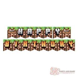 Minecraft - Banner Brown - HAPPY BIRTHDAY letter banner