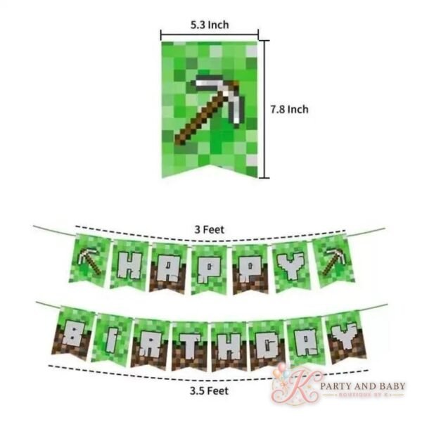 Minecraft - Banner Green - HAPPY BIRTHDAY letter banner