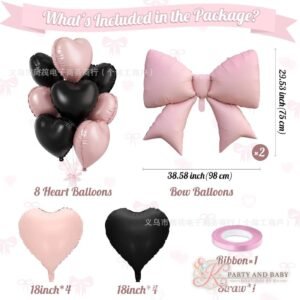 O1CN01acusJK1KWMsce7YKG_!!2218216011171-0-cib (with logo) Foil Balloon - Heart & Bow Black Pink