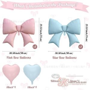 O1CN01l4e5mZ1KWMscE3mmS_!!2218216011171-0-cib (with logo) Foil Balloon - Heart & Bow Blue Pink
