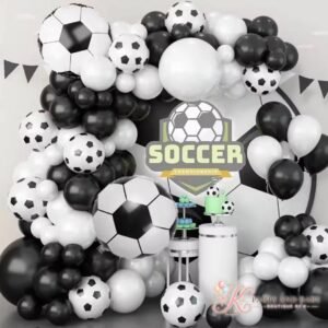 Soccer Balloon Garland Set (with logo) Black and white soccer balloon garland with a SOCCER sign