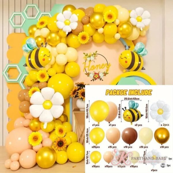Balloon Garland - Bee and Daisy Yellow (with logo) Balloon Garland - Bee and Daisy Yellow