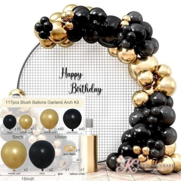 Balloon Garland - Black and Gold (with logo) Balloon Garland - Black and Gold