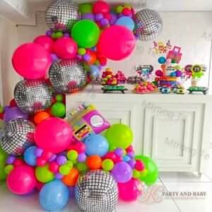 Balloon Garland - Neon Pink Green Disco (with logo) Balloon Garland - Neon Pink Green Disco