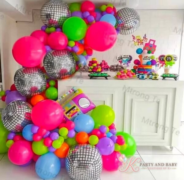 Balloon Garland - Neon Pink Green Disco (with logo) Balloon Garland - Neon Pink Green Disco