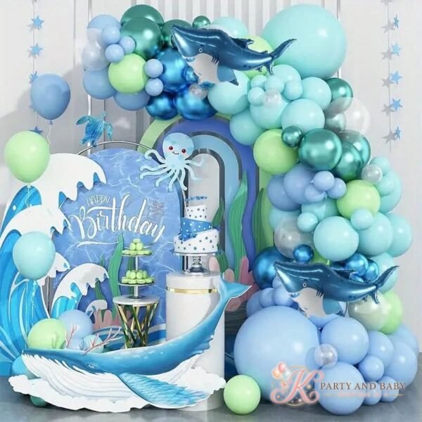 Balloon Garland - Ocean Waves (with logo) Balloon Garland - Ocean Waves