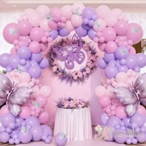 Balloon Garland - Pink Lilac Purple (with logo) Balloon Garland - Pink Lilac Purple
