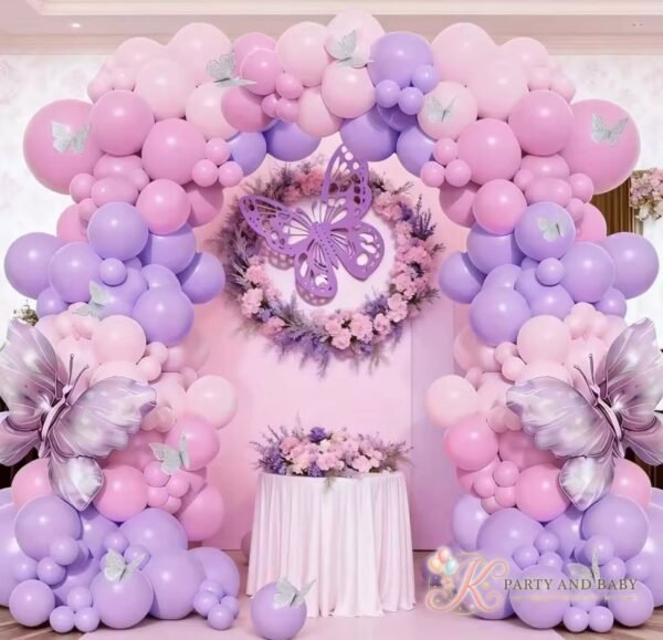 Balloon Garland - Pink Lilac Purple (with logo) Balloon Garland - Pink Lilac Purple