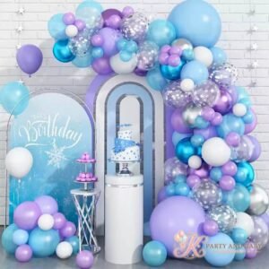 Frozen - Balloon Garland Blue Purple Silver (with logo) Frozen - Balloon Garland Blue Purple Silver