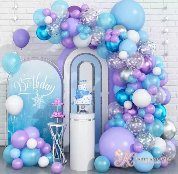 Frozen - Balloon Garland Blue Purple Silver (with logo) Frozen - Balloon Garland Blue Purple Silver