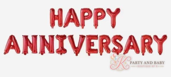 Happy Anniversary - Red Foil Letter Balloons (with logo) Happy Anniversary - Red Foil Letter Balloons