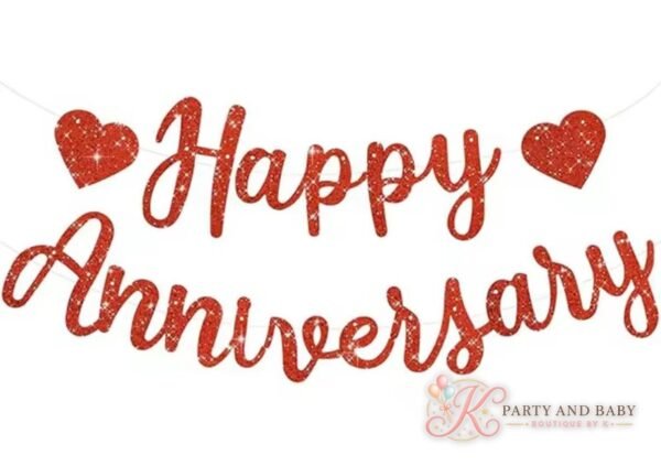 Happy Anniversary - Red Glitter Banner (with logo) Happy Anniversary - Red Glitter Banner