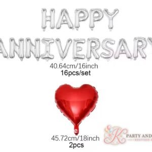 Happy Anniversary - Silver Foil Letters and Red Heart (with logo) Happy Anniversary - Silver Foil Letters and Red Heart