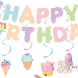 Ice Cream Truck - Banner and Hanging Swirls