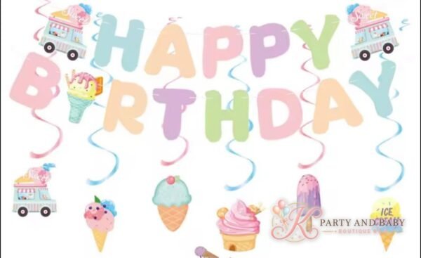 Ice Cream Truck - Banner and Hanging Swirls (with logo) Ice Cream Truck - Banner and Hanging Swirls