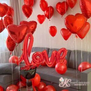 Love - Red Script Foil Balloon with Hearts (with logo) Love - Red Script Foil Balloon with Hearts