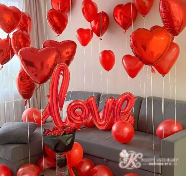 Love - Red Script Foil Balloon with Hearts (with logo) Love - Red Script Foil Balloon with Hearts
