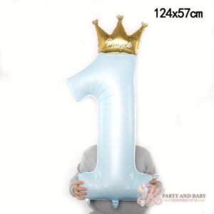 Number 1 - Blue Crown Foil Balloon (with logo) Number 1 - Blue Crown Foil Balloon