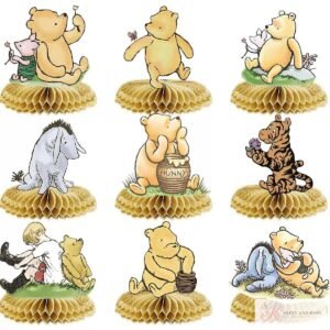 Classic honey bear honeycomb centrepieces, set of nine