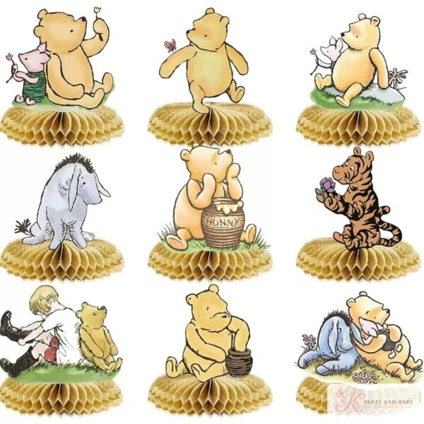 Classic honey bear honeycomb centrepieces, set of nine