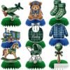Teddy bear baby shower honeycomb centrepieces with aeroplane, train and pram Teddy bear baby shower honeycomb centrepieces with aeroplane, train and pram