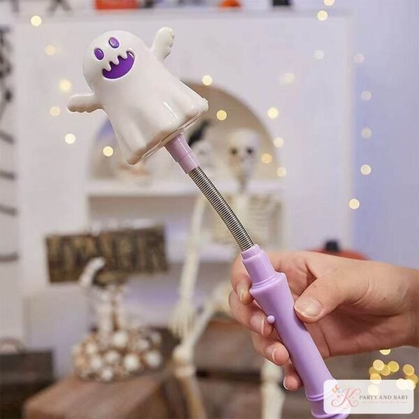 White ghost light-up spring wand with purple handle