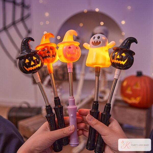Glowing Halloween pumpkin and ghost light-up spring wands