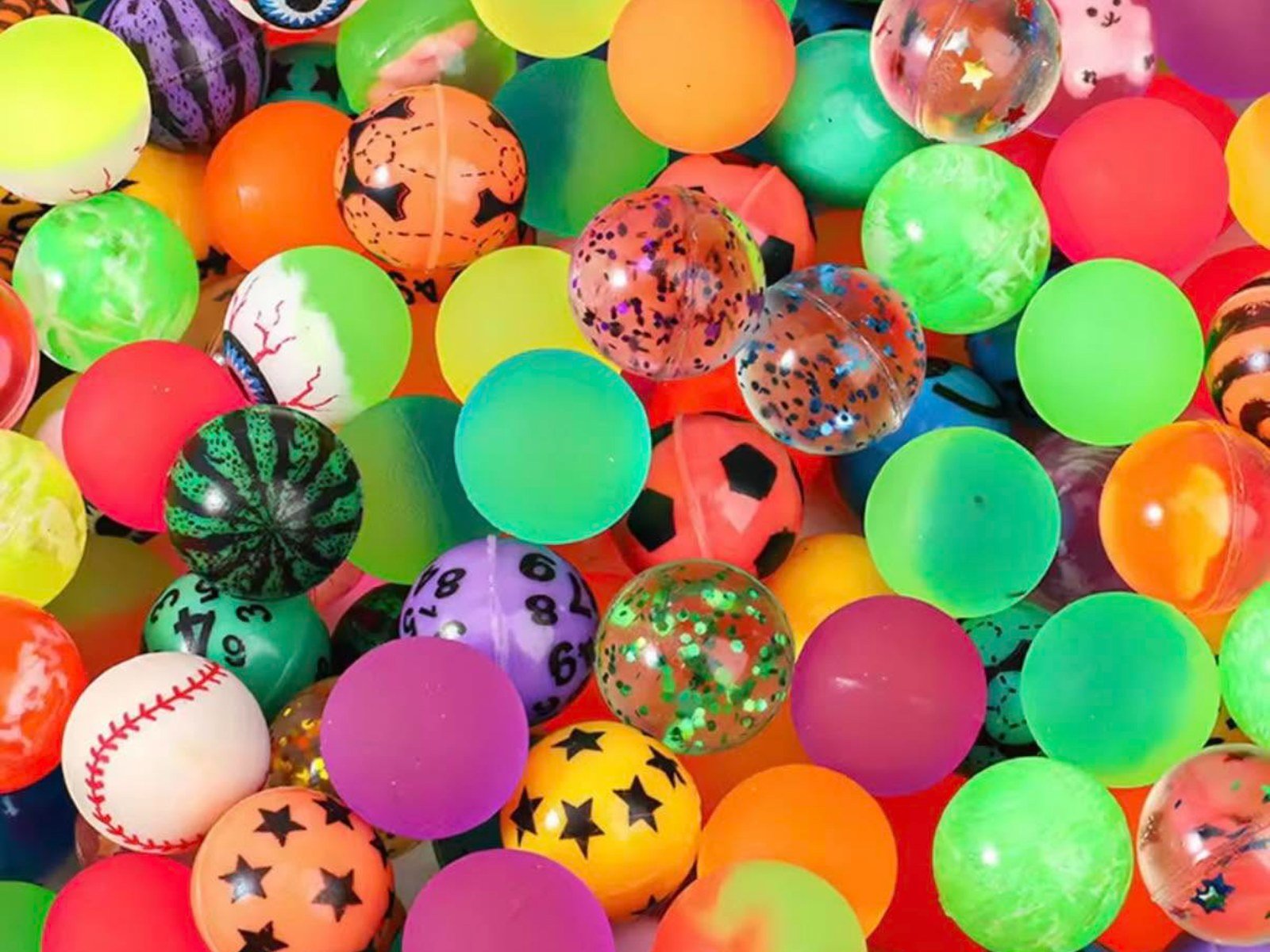 Colourful bouncy balls, a popular return gift for kids parties